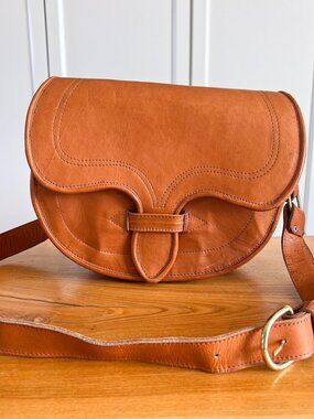 Vintage Leather Saddle Bag Brown Crossbody Western Boho Tooled Style